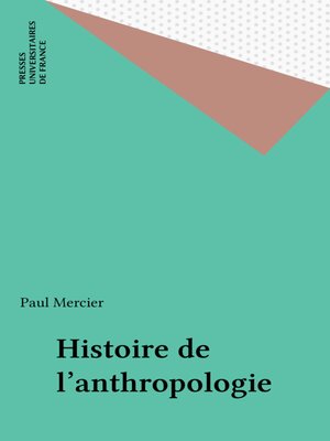 cover image of Histoire de l'anthropologie